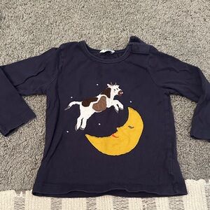 Mini Boden Navy Long Sleeve Tee with Cow and Moon